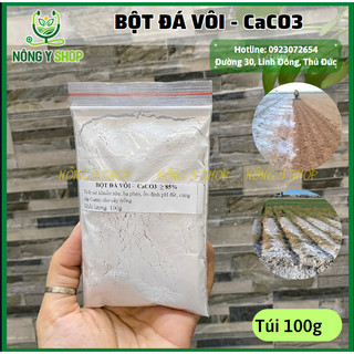 Vôi bột, bột đá vôi túi zip 100g, CaCO3, khử khuẩn nhẹ, hạ phèn, cung cấp canxi cho cây trồng.