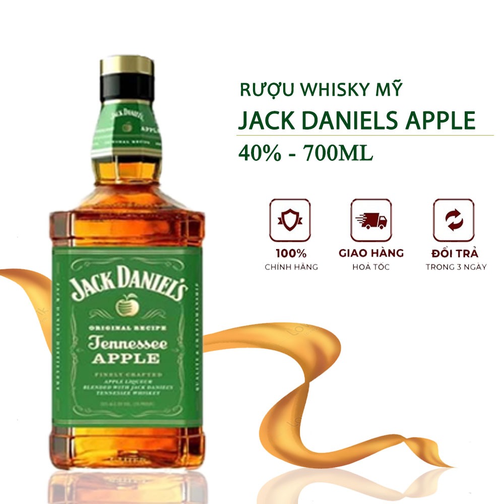 Rượu whisky mỹ jack daniels apple 35% chai 700ml hương vị thơm ngon và mạnh mẽ nhập khẩu chính hãng