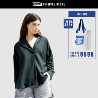 Áo Sơ Mi Nữ Form Rộng NUEN NORR, Tay Dài, Chất Mát, Oversize, 2 màu Trắng Đen, Áo Kiểu Nữ Công Sở, Áo Blouse