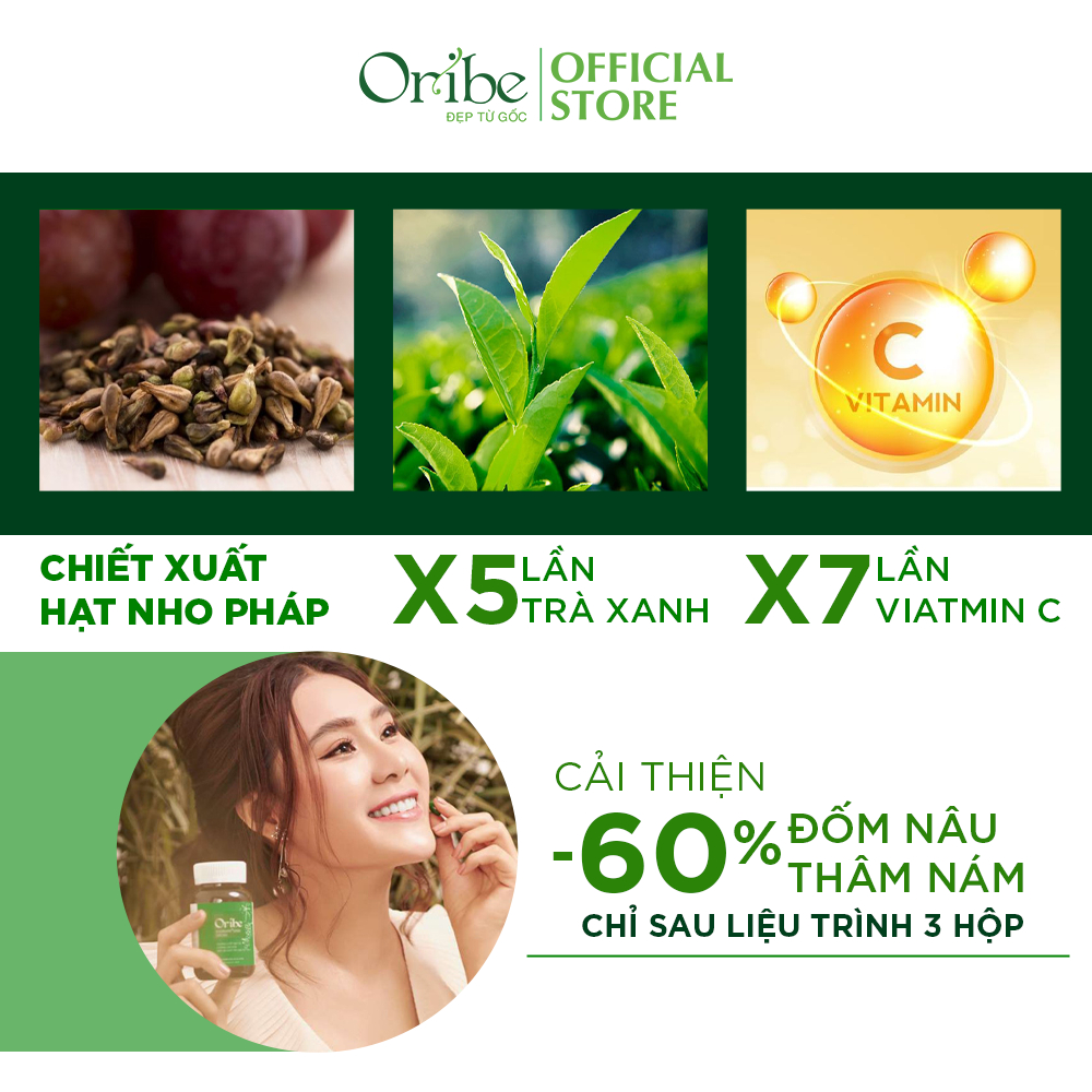 Viên uống trắng da nhau thai cừu Oribe làm mờ thâm nám chống lão hóa và làm đẹp da hộp 30 viên