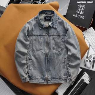 [HẾN STORE MENSWEAR] Áo khoác jean nam dây kéo Heboz 3M chất vải denim wash cao cấp - 00002186