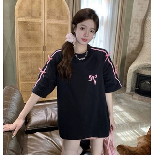 Áo thun nữ tay lỡ chất cotton su VIỀN HỒNG phong cách Hàn Quốc  CAMASTORE M1549
