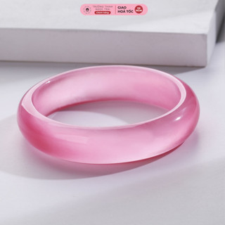 Vòng Tay Đá Mắt Mèo Nhân Tạo Màu Hồng Phấn Bản Hẹ Sang Trọng, Thời Trang - Ngọc Trai Trường Thịnh