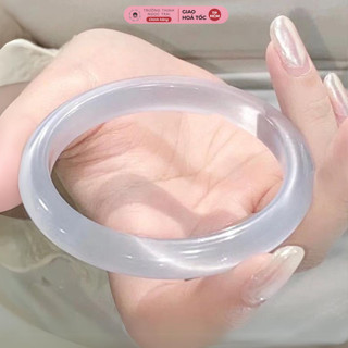 Vòng Đá Mắt Mèo Nhân Tạo Màu Trắng Bản Hẹ Nhỏ Xinh Xắn, Trẻ Trung - Ngọc Trai Trường Thịnh