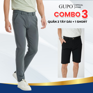 [Combo 3] 2 Quần Tây Dài Nam Slimfit Ống Côn Cotton GUPO Local Brand 1 Short Tây Âu Co Giãn 4 Chiều