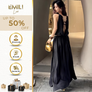 Set váy dài đi biển Emili set áo hở lưng phong cách kiểu nữ đi đu lịch 