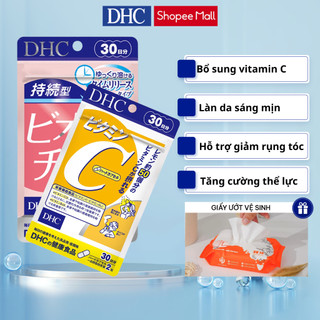 Combo DHC 90 ngày dùng giúp sáng da, ngăn rụng và chắc khỏe tóc (Vitamin C 180 viên, Biotin 90 viên)
