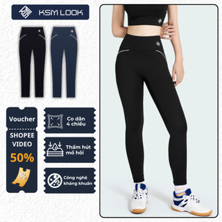 Quần Tập Yoga Gym Nữ KSMLOOK Cạp Cao Siêu Nâng Mông Co Giãn 4 Chiều Ôm Dáng Thoáng Mát qlg606