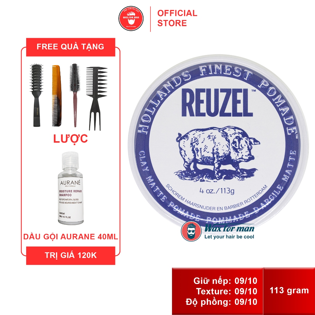 Sáp vuốt tóc Reuzel Clay Matte Pomade - trắng