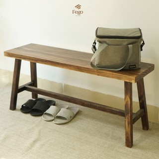 Ghế băng dài chân gỗ tự nhiên FEGO cao 45cm để ban công, hành lang đi giày