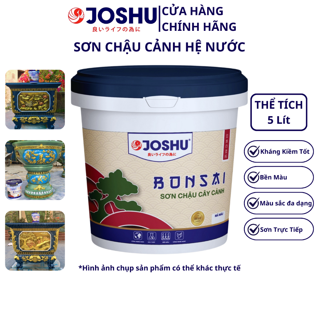 ( Nhiều màu) Sơn chậu cảnh JOSHU lon 5 Lít (5.6Kg) - Hệ nước