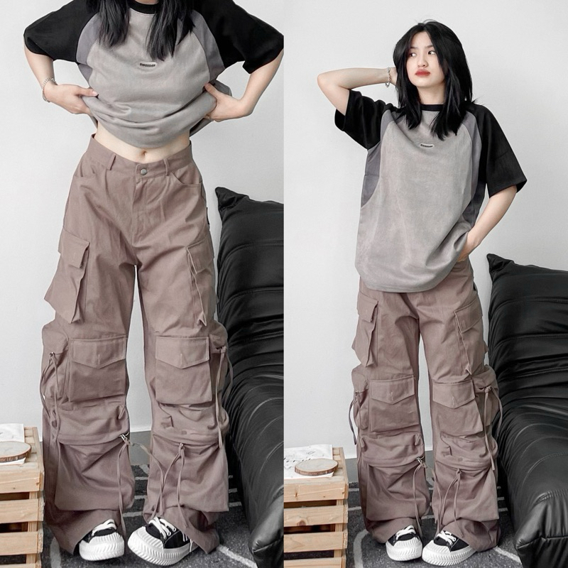 QUẦN CARGO PANTS TEN BOX - Quần Kaki HUGU 12 túi hộp màu ĐEN/XÁM/KEM dài suông ống rộng form nam nữ unisex Jaystoree 🖤 | BigBuy360 - bigbuy360.vn