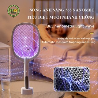 Vợt điện bắt muỗi STGE, Vợt muỗi kiêm đèn bắt muỗi sạc tích điện thông minh cao cấp để bàn tiện lợi
