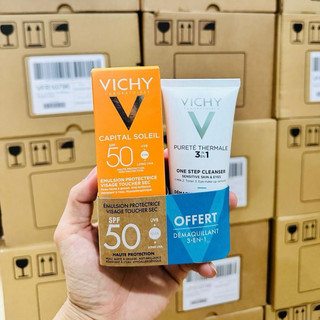 Kem chống nắng Vichy Emulsion da dầu mụn 50ml tặng SRM 3 in 1 size 100ml