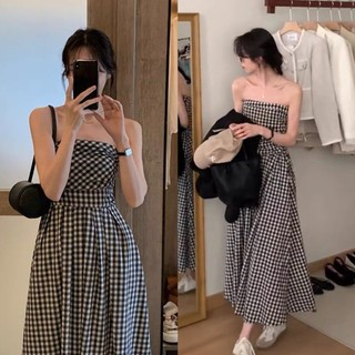 Đầm kẻ caro cúp ngực dáng dài siêu nữ tính CHANGSTORE - V112