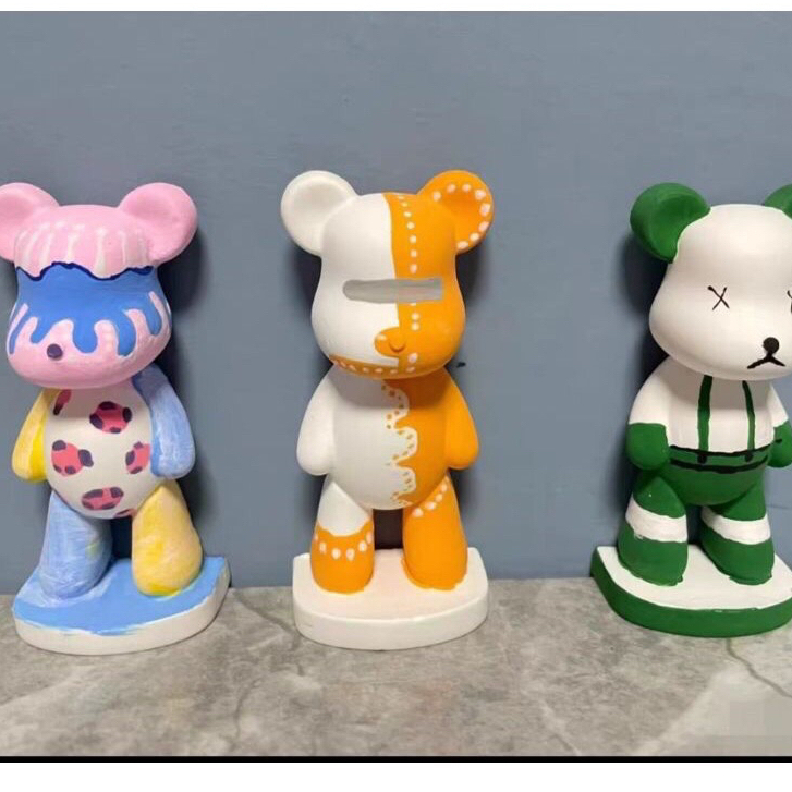 Tượng Thạch Cao Tô Màu Gấu Bearbrick cao 26cm