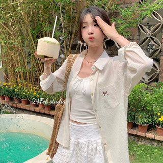 Áo sơ mi đũi tơ phối túi thêu nơ (tặng kèm áo quây 2 dây) phong cách Minimalist XTT AK90