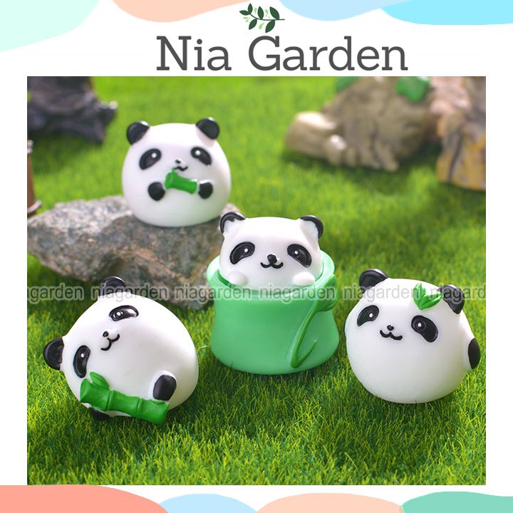 Mô hình gấu trúc panda gấu trúc trong ống tre trang trí ô tô taplo xe hơi decor bàn làm việc terrari