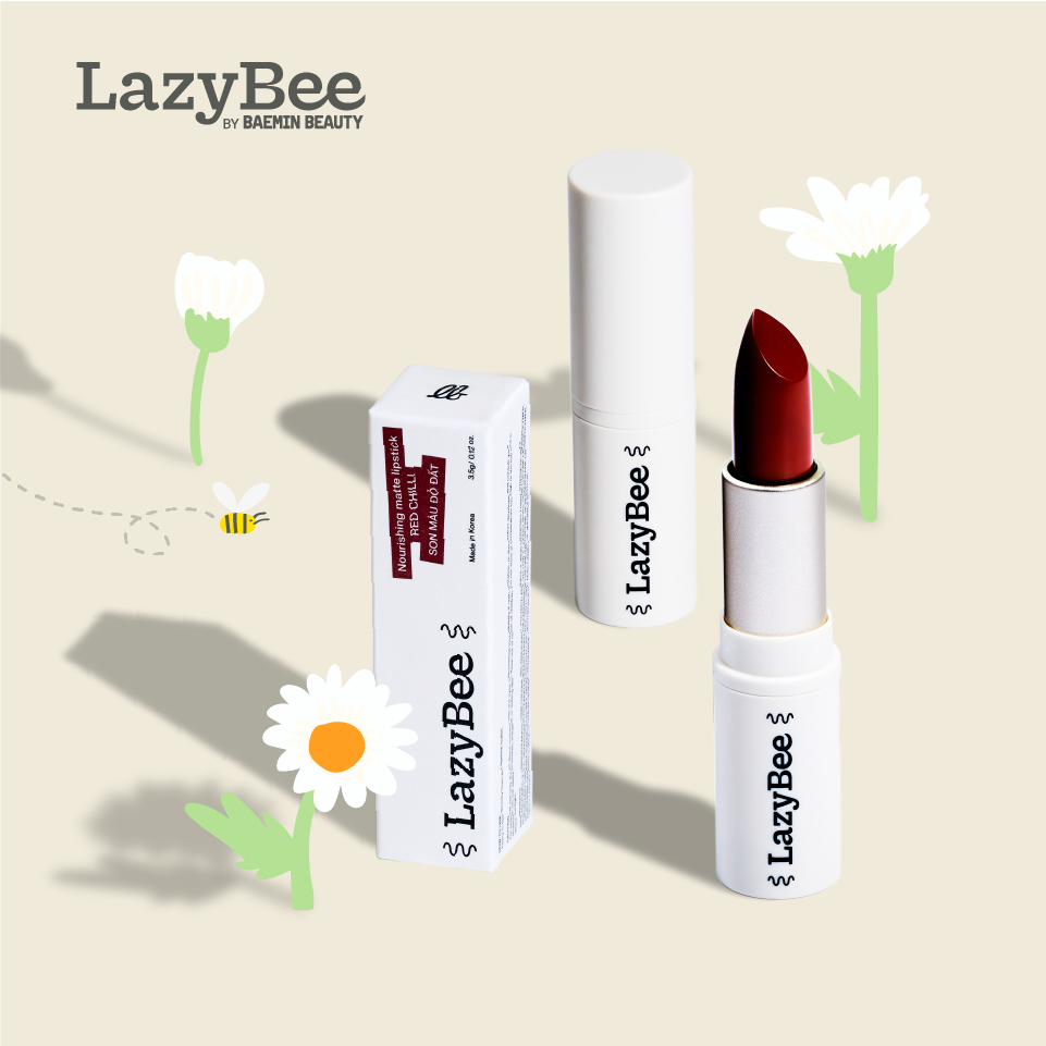 [GIFT] Son Dưỡng Có Màu Lazy Bee Đỏ Đât 3.5gr