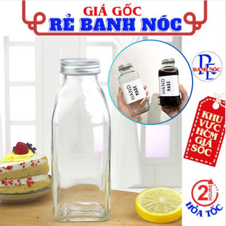 Bình Thủy Tinh Nắp Nhôm - Chai Thủy Tinh Đựng Nước Ép, Detox Dung Tích 350ml,500ML Loại Trơn Cao Cấp
