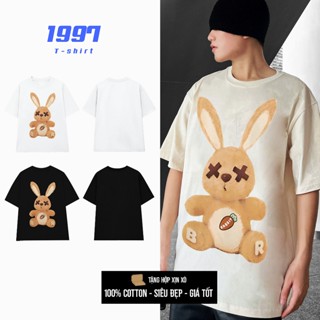 Áo thỏ BAD RABBIT thỏ và cà rốt xu hướng áo thun trắng trơn thoáng mát mềm mịn áo thun Bad Rabbit RAB017