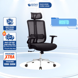 Ghế xoay văn phòng ghế công thái học GOVI Ryan R09TD - Tựa đầu điều chỉnh, tựa tay cố định, khoá ngả 135 độ thư giãn
