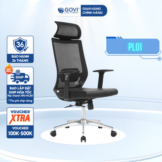 Ghế công thái học GOVI Ergonomic Plato PL01 Tựa đầu tựa tay cố định, Mâm ghế ngả lưng 90-135 độ, khóa cố định 3 vị trí