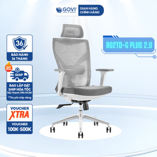 Ghế Xoay Văn Phòng Công Thái Học GOVI R02TD Ergonomic Chair Hỗ Trợ Lưng Tốt, Bảo Vệ Sức Khỏe, Vải Lưới Thoáng Khí, Êm Ái