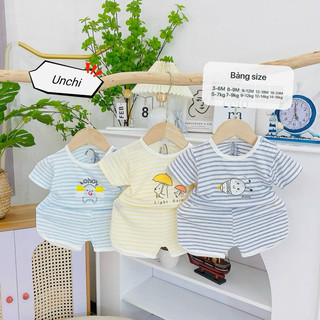 Bộ cộc tay bé trai bé gái sơ sinh từ 3-24 tháng chất liệu cotton thông hơi mềm mịn mát thấm hút mồ hôi co dãn 4 chiều