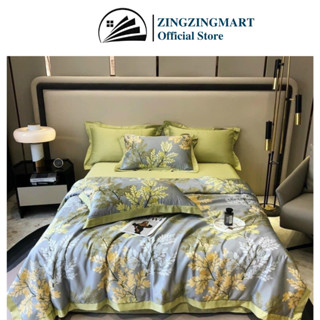 Bộ 4 Món Chăn, Mền Lụa Thái Trần Bông Mềm Mịn Hàng Nhập Khẩu, Ga Giường Vỏ Gối Mền Hè Mát Lạnh Không Phai Màu Không Nhăn