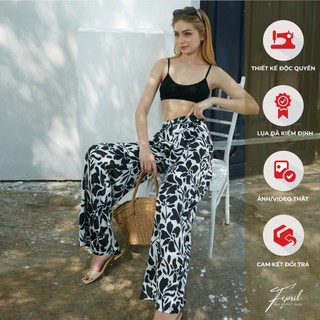 Quần lụa dài in hoa fepril silk trouser