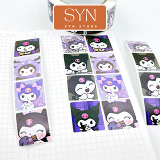 Cuộn 500 nhãn dán sticker kuromi - cuộn dán nhiều hình shinosuke, doraemon, hello kitty cho học sinh - sticker thưởng