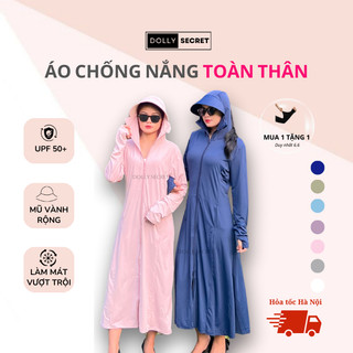 Áo chống Nắng Toàn Thân DOLLY SECRET Su Lạnh Ngăn UV UPF50+ Mũ Vành Rộng Cao Cấp A56