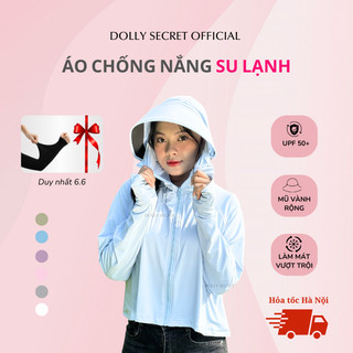 Áo Chống Nắng Su Lạnh UPF50+ DOLLY SECRET Mũ Rộng Tháo Rời A52