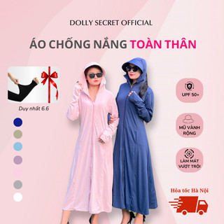 Áo chống Nắng Toàn Thân Su Lạnh Ngăn UV UPF50+ DOLLY SECRET Mũ Vành Rộng Cao Cấp A56