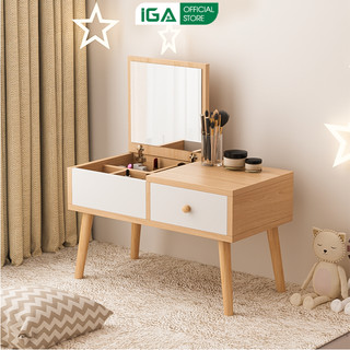 Bàn trang điểm mini ngồi bệt gương gập ngăn kéo đồ thông minh thương hiệu IGA - Gp143