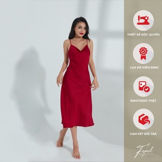 Đầm lụa dài cổ đổ FEPRIL Draped Silk Long Gown