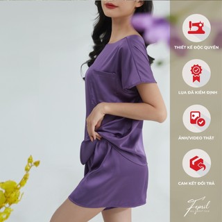 Đồ ngủ mặc nhà Bộ lụa trơn basic FEPRIL Kaftan Set