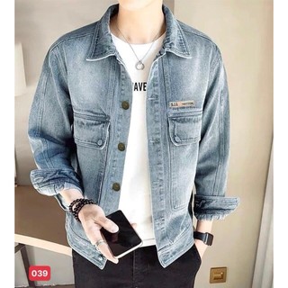 Áo Khoác Jean Nam-Áo Bò Nam DTH02 Màu Xám Phối Chữ icon Cực Đẹp Bao Chất