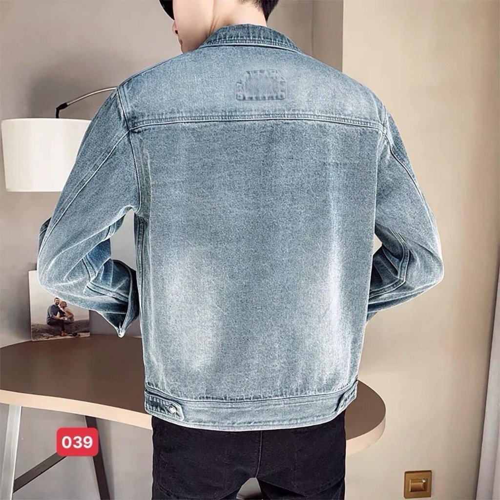Áo Khoác Jean Nam-Áo Bò Nam DTH02 Màu Xám Phối Chữ icon Cực Đẹp Bao Chất