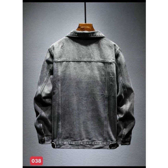 Áo Khoác Jean Nam-Áo Bò Nam DTH02 Màu Xám Phối Chữ icon Cực Đẹp Bao Chất