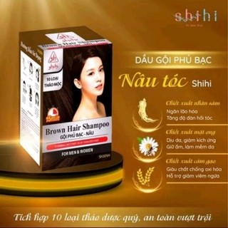 Nhuộm thảo dược shihi dành cho tóc bạc, hộp 10 gói ×30gr