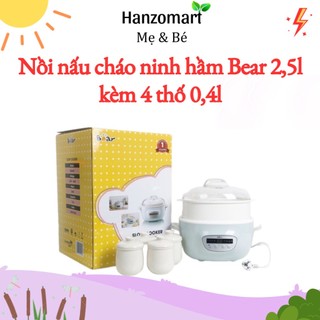 Nồi nấu cháo ninh hầm bear 2,5l kèm 4 thố 0,4l