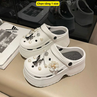 Sục Cross độn đế gắn Sticker Thỏ Hoa Mai, Dép sục nữ độn đế 7cm chọn tăng 1 size
