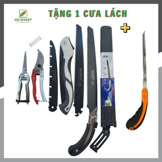 Combo 6 món kéo cắt cành sk5, tỉa thép trắng, cưa barker và cưa gập cầm tay-gd smart