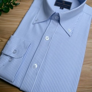 Áo sơ mi kẻ sọc hai màu xanh và trắng - áo sơ mi nam nữ-áo sơ mi cổ button down - áo sơ mi đẹp - áo sơ mi lehman brother
