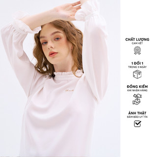 Áo sơ mi Tops casual style lụa trắng thêu cổ bèo 312TO1105 ADORE DRESS