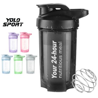 Bình Lắc Shaker Your 24h Nutritious Thể Thao 500ML Đựng Nước Tập Gym Thể Hình Whey Protein Kèm Bi Lắc Lò Xo Thép YOLO