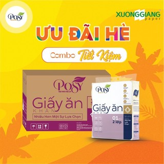 Combo 6 bịch giấy khăn ăn cao cấp posy cùng loại, 1500 tờ/ 1kg/ 500 tờ, an toàn cho da tặng ngay 2 cuộn giấy lau bêp