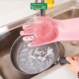 Bao tay rửa chén silicon găng tay rửa chén bát silicon vệ sinh nhà cửa nhà vệ sinh đa năng